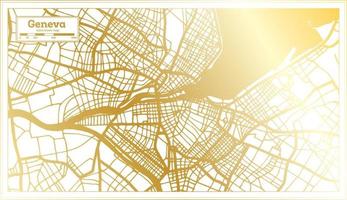 Geneva Switzerland City Map in Retro Style in Golden Color. Outline Map. vector