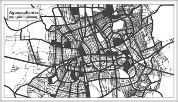 aguascalientes mapa de la ciudad de méxico en color blanco y negro en estilo retro. esquema del mapa. vector