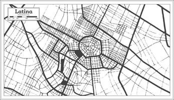 Latina Italy City Map in Black and White Color in Retro Style. Outline Map. vector