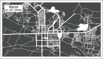 herat mapa de la ciudad de afganistán en color blanco y negro en estilo retro. esquema del mapa. vector