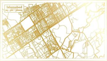 mapa de la ciudad de islamabad pakistán en estilo retro en color dorado. esquema del mapa. vector