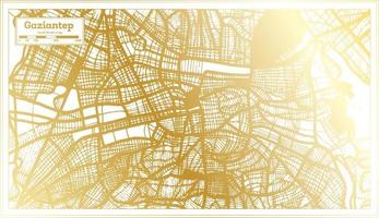 mapa de la ciudad de gaziantep turquía en estilo retro en color dorado. esquema del mapa. vector