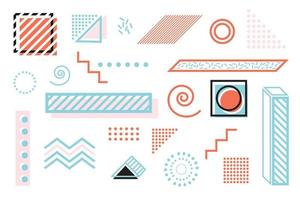 Memphis Design Geometric Elements. Set of Retro Geometric Shapes. vector