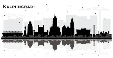 Kaliningrad Russia City Skyline Silhouette with Black Buildings and Reflections. vector