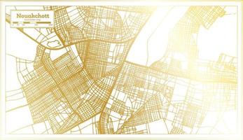 mapa de la ciudad de nouakchott mauritania en estilo retro en color dorado. esquema del mapa. vector