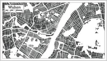 mapa de la ciudad china de wuhan en estilo retro. esquema del mapa. vector