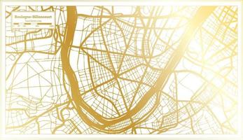 mapa de la ciudad de bologne billancourt francia en estilo retro en color dorado. esquema del mapa. vector