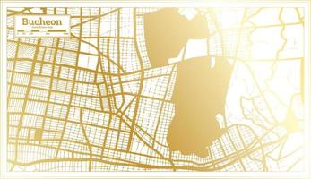 Bucheon South Korea City Map in Retro Style in Golden Color. Outline Map. vector