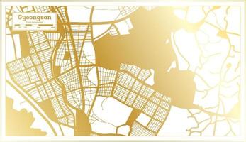 Gyeongsan South Korea City Map in Retro Style in Golden Color. Outline Map. vector