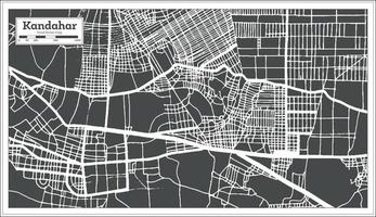 mapa de la ciudad de kandahar afganistán en color blanco y negro en estilo retro. esquema del mapa. vector