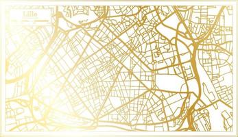 Lille France City Map in Retro Style in Golden Color. Outline Map. vector