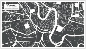 Verona Italy City Map in Black and White Color in Retro Style. Outline Map. vector