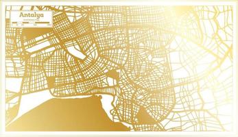 Antalya Turkey City Map in Retro Style in Golden Color. Outline Map. vector