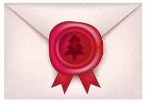 Christmas Wax Seal with Red Ribbons. Retro Stamp on Envelope. Red New Year Wax Seal. vector