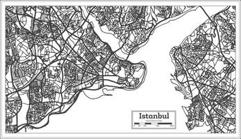 Istanbul Turkey City Map in Black and White Color in Retro Style. Outline Map. vector