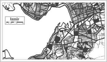 mapa de la ciudad de izmir turquía en color blanco y negro en estilo retro. esquema del mapa. vector