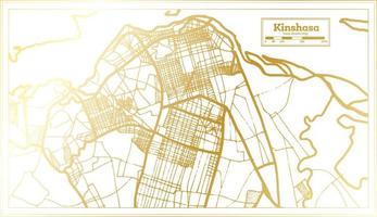 Kinshasa Democratic Republic of the Congo City Map in Retro Style in Golden Color. Outline Map. vector