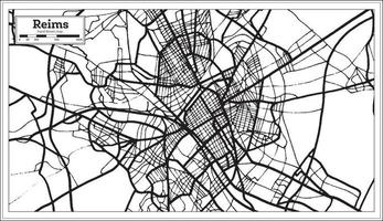 Reims France Map in Black and White Color. vector