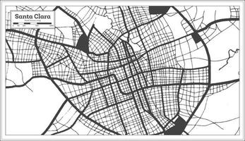 Santa Clara Cuba City Map in Black and White Color in Retro Style. Outline Map. vector