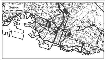 mapa de la ciudad de génova italia en color blanco y negro en estilo retro. esquema del mapa. vector