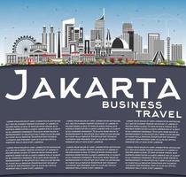 Jakarta Indonesia City Skyline with Gray Buildings, Blue Sky and Copy Space. vector