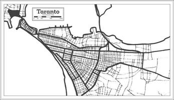 mapa de la ciudad de taranto italia en color blanco y negro en estilo retro. esquema del mapa. vector