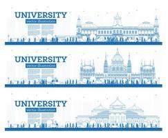 Outline Set of University Campus Study Banners. vector