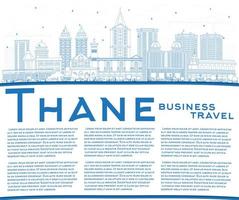 Outline Thane India City Skyline with Blue Buildings and Copy Space. vector