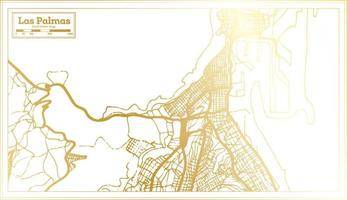 mapa de la ciudad de las palmas españa en estilo retro en color dorado. esquema del mapa. vector