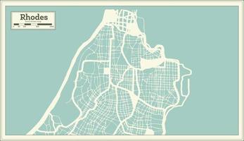 Rhodes Greece City Map in Retro Style. Outline Map. vector