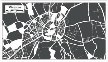 mapa de la ciudad de vicenza italia en color blanco y negro en estilo retro. esquema del mapa. vector