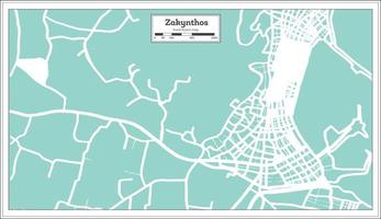 mapa de la ciudad de zakynthos grecia en estilo retro. esquema del mapa. vector