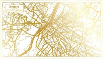 Angers France City Map in Retro Style in Golden Color. Outline Map. vector