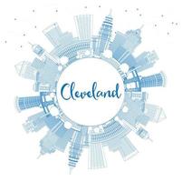 Outline Cleveland Ohio City Skyline with Blue Buildings and Copy Space. vector