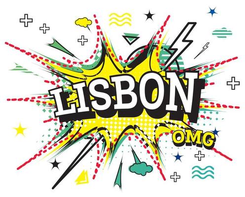 Lisbon Comic Text in Pop Art Style Isolated on White Background.