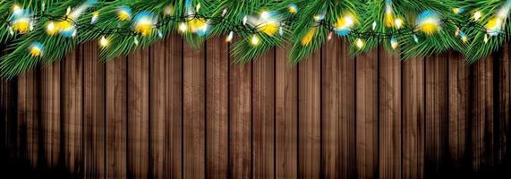 ramas de abeto con luces de neón. decoración navideña con destellos de colores. vector