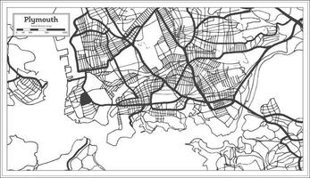 Plymouth Great Britain City Map in Black and White Color in Retro Style. Outline Map. vector