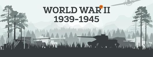 World War II 1939-1945. Military Concept with Tanks in Forest. Theater of War. vector