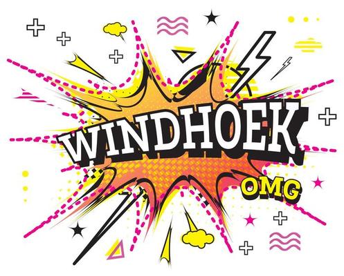 Windhoek Comic Text in Pop Art Style Isolated on White Background.