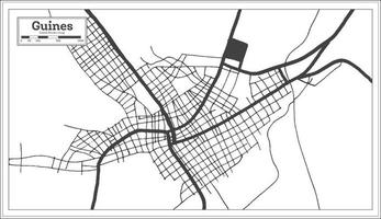 mapa de la ciudad de guines cuba en color blanco y negro en estilo retro. esquema del mapa. vector