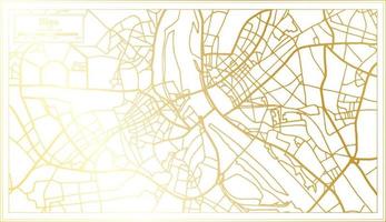 mapa de la ciudad de riga letonia en estilo retro en color dorado. esquema del mapa. vector