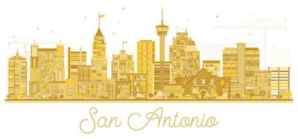 silueta del horizonte de la ciudad de san antonio texas usa con edificios dorados aislados en blanco. vector