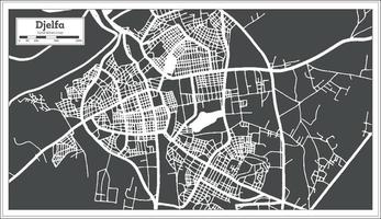 mapa de la ciudad de djelfa argelia en color blanco y negro en estilo retro. esquema del mapa. vector