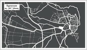 mapa de la ciudad de syracuse italy en color blanco y negro en estilo retro. esquema del mapa. vector