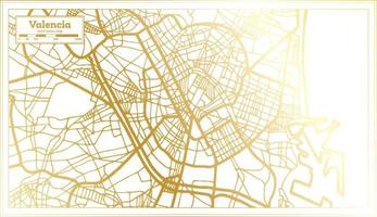 Valencia Spain City Map in Retro Style in Golden Color. Outline Map. vector