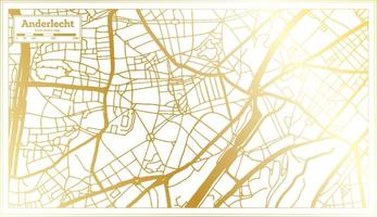 mapa de la ciudad de anderlecht bélgica en estilo retro en color dorado. esquema del mapa. vector