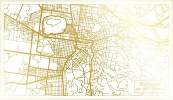 Ballarat Australia City Map in Retro Style in Golden Color. Outline Map. vector