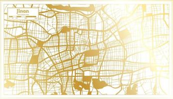 Jinan China City Map in Retro Style in Golden Color. Outline Map. vector