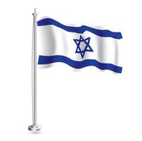 Israeli Flag. Isolated Realistic Wave Flag of Israel Country on Flagpole. vector