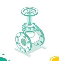 válvula de gas isomérica aislada en blanco. concepto de contorno. vector